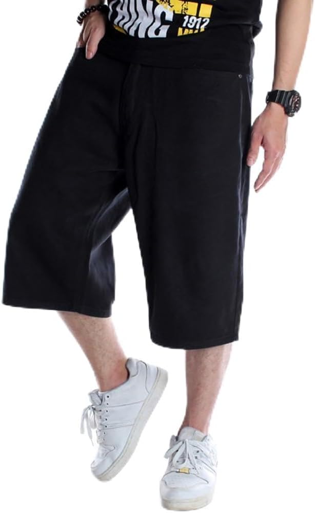 Ruiatoo Men's Shorts Jeans for Men Classic Baggy Jeans Daily Loose Denim Skateboard Pants