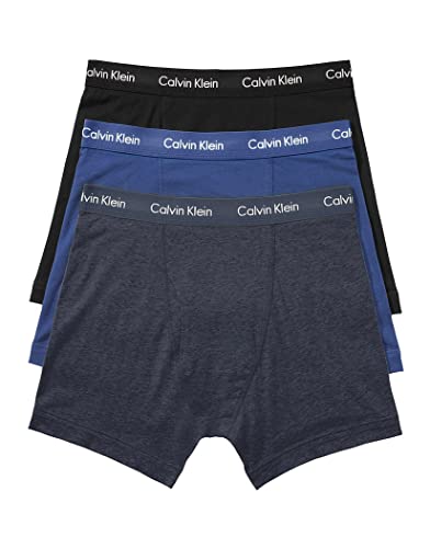 Calvin Klein Men's Cotton Stretch Multipack Boxer Briefs, Cobalt Water/Black/Navy, Medium
