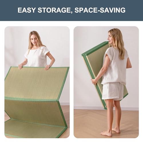 مرتبة تاتمي يابانية 100% من عشب القصب من ماكسيويو، سجادة فوتون محمولة وقابلة للطي، سرير أرضي تقليدية ثابت، 2 متر × 1.5 متر × 1.2 سم