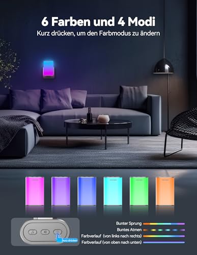 TECKNET Türklingel Batterielose, Steckdosen-Funkklingel mit EU-Steckdose und RGB Licht, IP65 Wasserdicht Funk Türklingel, Kabellose Türklingel, Klingel Haustür mit 60 Melodien 5 Lautstärkestufen, 400m