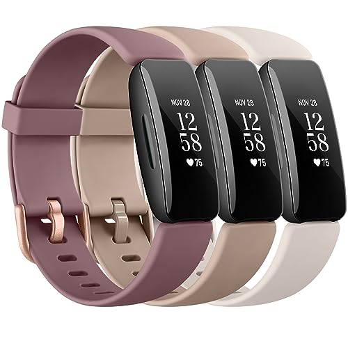 3 Pack Silicone Bands Compatible with Fitbit Inspire 2 Bands for Women Men, Adjustable Replacement...