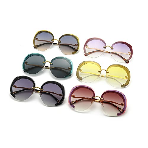 Unique Oversized Rimless Round Women Sunglasses Fashion Clear Ocean Gradient Lens Shades UV400 Trending Men Sun Glasses4