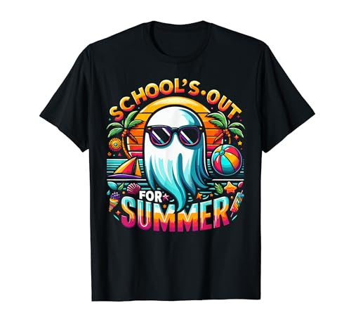 Retro Schools Out For Summer Teacher Bruh We Out Funny Ghost Maglietta
