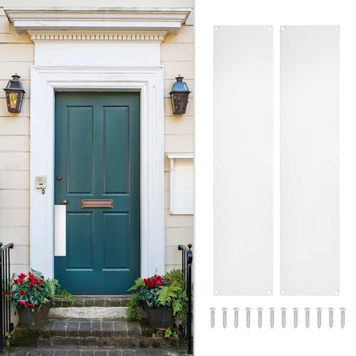Sourcing Map 2 placas de aluminio para puerta, 4 x 16 pulgadas, color blanco, estilo moderno, fácil de instalar, seguridad mejorada