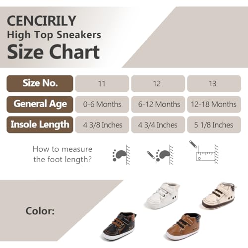 Image of CENCIRILY Baby Boys Girls High Top Sneakers Soft Soles Anti Skid Infant Ankle Shoes Toddler Prewalker First Walking Crib Shoes