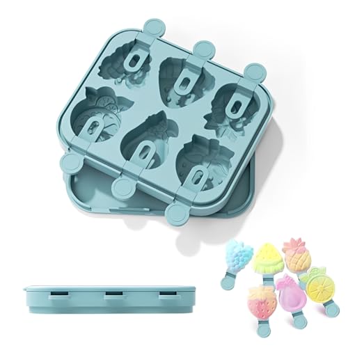 MSLSOZ Ice Cream molds, Homemade ice Lolly Moulds, Easy to Release Fruit Shaped molds, 6 Different Shaped ice Cream Mould, can be Used to Make ice Cream, Cheese Sticks, Jelly Pudding, etc