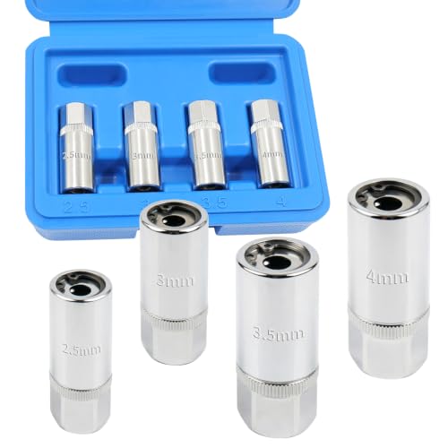JEUCLEL 4PCS 1/4" Drive Stud Extractor Set, Broken Stud Removal Socket Kit