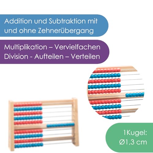 WISSNER 80203 aktiv lernen - 100 er Rechenrahmen rot/blau - RE-Wood