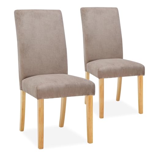 INTENSE DECO Lot de 2 chaises Rosie Velours côtelé Taupe