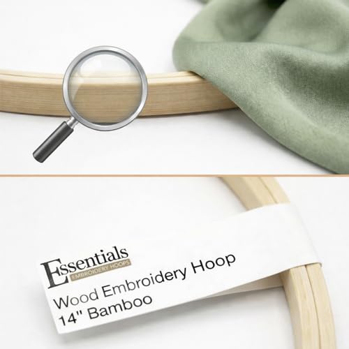 Image of Essentials By Leisure Arts Wood Embroidery Hoop 14 inch Bamboo - Wooden Hoops for Crafts - Embroidery Hoop Holder Cross Stitch Cross Stitch Hoops and Frames