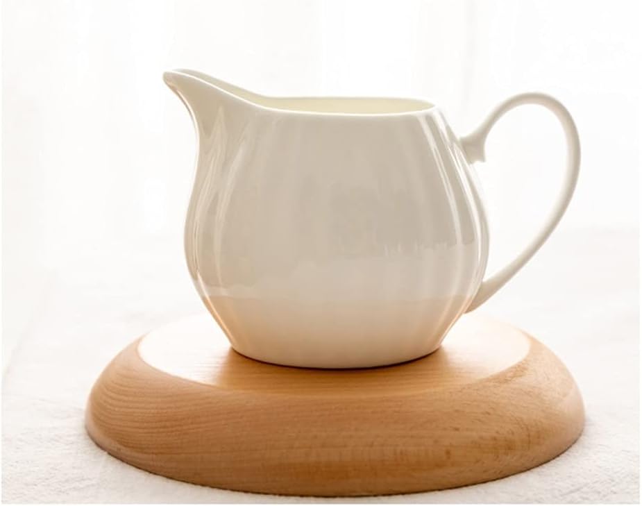 Sauce Boat Gravy Warmer White Cream Pitcher Ceramic Coffee Creamer Pitcher Water Dispenser Gravy Boat Coffee Milk Or Maple Syrup with Handle 2 Pieces Gravy Bowl Milk Container (Color : White) (White)