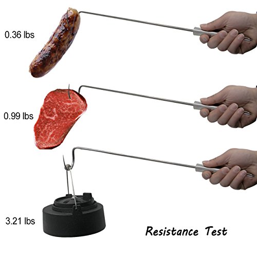 Food Flipper Turner Hooks Stainless Steel BBQ Meat Hook Cooking Barbecue Turners Hooks Grill Accessories for BBQ Steak,Tri-Tips, Patties Sausages Ribs Chicken Breast Roasts Bacon Veggies and More - Thumbnail 5