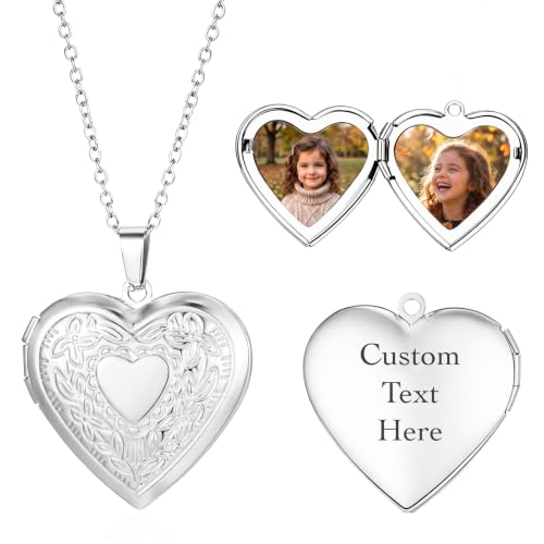 Personalized Locket Necklace for Girl Women Heart Photo Locket Gift for Her