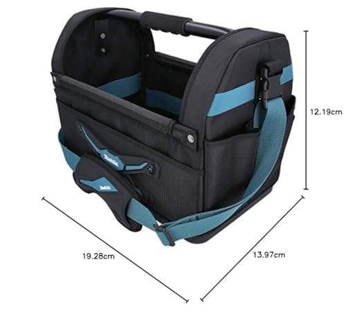 Makita E-15403 Werkzeugtasche offen, stabiler Handgriff aus Metall und Schultergurt, viel Stauraum, wasserdichter verstärkter Boden, 29 Liter Fassungsvolumen, Polyester, 490 x 310 x 365 mm (LxBxH)