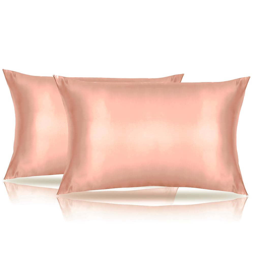 Travel Pillow Case Cover 2 Pack Toddler Pillow Cases 14 x 20 Breathable Silky Soft Satin Toddler Pillowcase Jade Pink Baby Pillow Cases Envelope Style