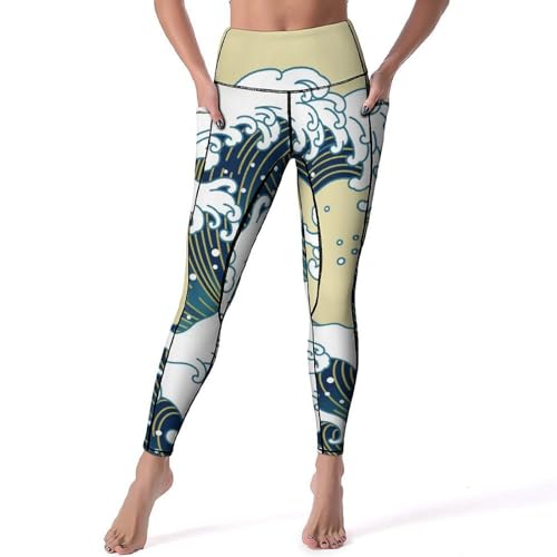 Leggings fitness vagues rétro gainant taille haute stretch S