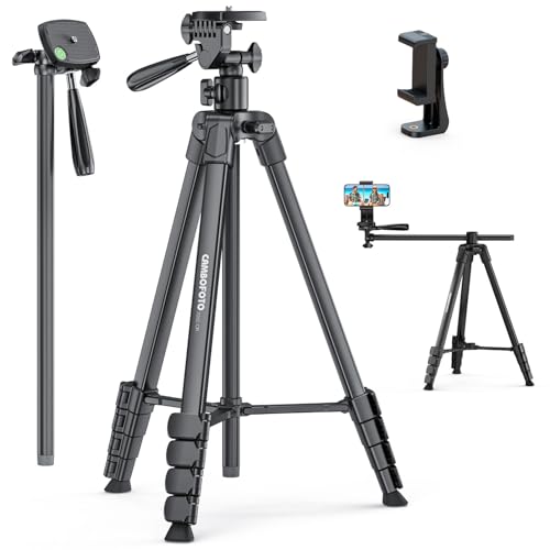 CAMBOFOTO Treppiede orizzontale 185 cm per iPhone/fotocamera, Treppiede overhead per smartphone...