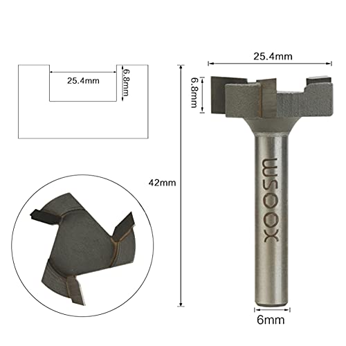WSOOX 6mm Schaft Planfräser für Oberfräse, 3 Flöten 1 Zoll Schnittdurchmesser, CNC Hobelfräser spoilboard Fräser Abflachfräser Oberflächenbit