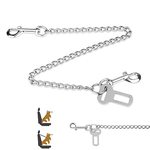 EFUTURETIME Attache Ceinture Securite Chien Voiture Harnais 65cm, Laisse Chien Voiture Anti-Morsure en Acier Inoxydable 3 en 1 pour Les Boucle de Ceinture de...