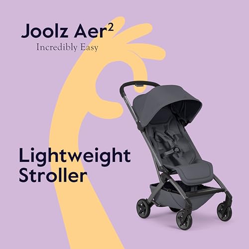 Image of Joolz Aer2 Lightweight Travel Stroller for Baby & Toddler - Ultra-Compact One-Hand Foldable Stroller, Reclining Seat, UPF 50+ Canopy, Adjustable Leg Rest, Carry-On & Airplane Approved (Stone Grey)