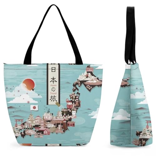 Sac de shopping pour voyage au Japon - Grand sac à main femme en tissu portable