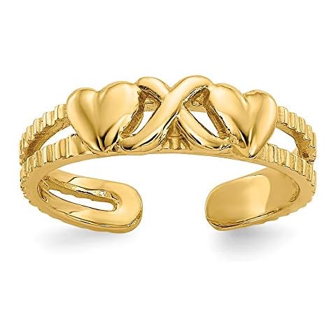 14ct corazones y X Anillo del dedo del pie Cover