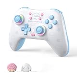 Kuitmor Cinnamoroll Switch Pro Controller, Cute Hall Effect Wireless Gamepad No Drift for Switch 2/Switch/OLED/Lite, PC/Steam, Android, iOS, Bluetooth + Wired, Turbo, Back Buttons, 6-Aixs Gyro, Wake-up, RGB (Blue, Without 2.4g Receiver)
