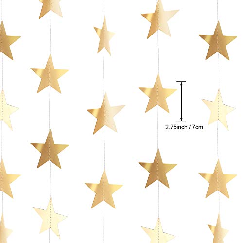 Image of Patelai Glitter Star Garland Banner 2026 Party Decor 130 Feet Star Hanging Streamers Twinkle Backdrop for Classroom Birthday Graduation Wedding Supplies(Champagne Gold)