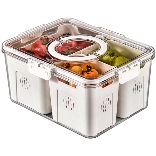 Image of RTHIEAI Refrigerator Organizer With Lids (3 Compartments), Fridge Storage, Fridge Organizers And Storage Clear, Fridge Organization, Storage Containers, Stackable With Lid Fridge Organizers