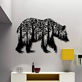 Flewfar Metal Bear Wall Art, Black Bear Metal Wall Decor, Metal Wall Art Wildlife, Metal Bear Wall Art for Living Room Bedroom Indoor Outdoor (Black, 48' x 31' / 121 x 80 cm)