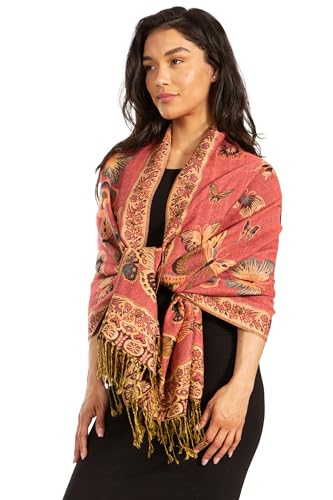Sakkas Liua Long Wide Woven Patterned Design Multi Colored Pashmina Shawl/Scarf3