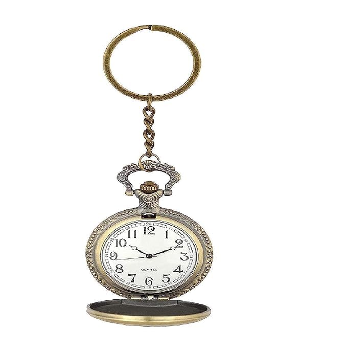 Image of Pocket Watch Metal Keychain Retro Vintage for Gifting With Key Ring Anti-Rust