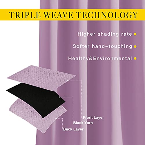 NICETOWN Room Darkening Patio Sliding Door Curtains 84 inch Length, Grommet Divider Thermal Insulated Curtain Drapes for French Door/Living Room (Lilac, W100 x L84, 1 Panel)