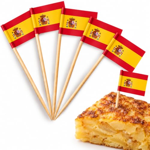 100 Palillos con Banderas de España, Palillos de Madera Paises