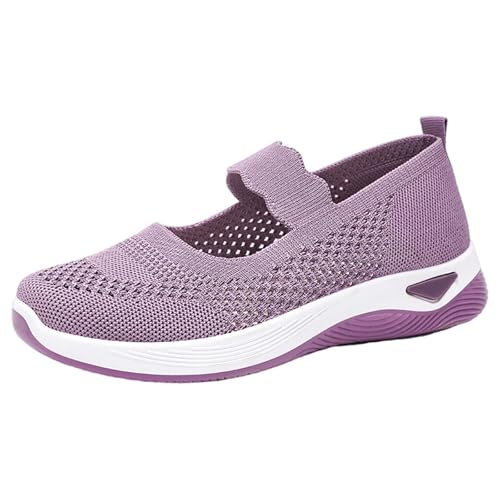 Zapatillas de estar por casa para mujer, cerradas, ortopédicas, ligeras, transpirables, antideslizantes, antideslizantes, antideslizantes, para caminar, zapatillas deportivas, morado, 37 EU