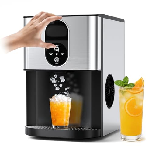 Image of Kndko Nugget Ice Makers Countertop, 44lbs /24H Pebble Ice Machine with Self-Cleaning Dispenser, Soft Chewable Pellet Ice, 3.3lbs Storage for Home /Kitchen /Office /Party, Silver