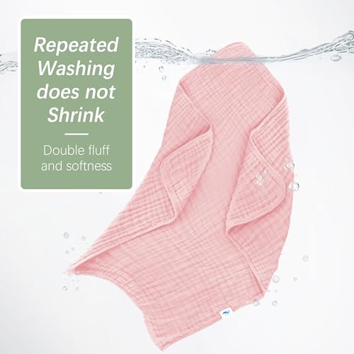 Image of SWEET DOLPHIN Muslin Baby Bath Towels Blanket - 2 Pack 100% Cotton Towel for Babies, Infants, Toddlers - 40x40Inch - Highly Absorbent, Pink