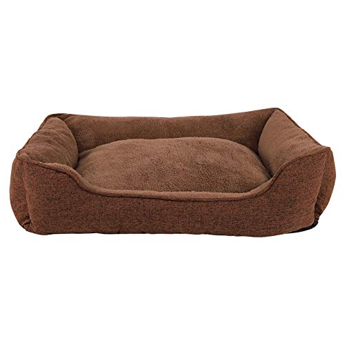 dibea Hundebett meliert Hundekissen Hundekörbchen Bezug abnehmbar 90x75 cm Außenmaß Braun