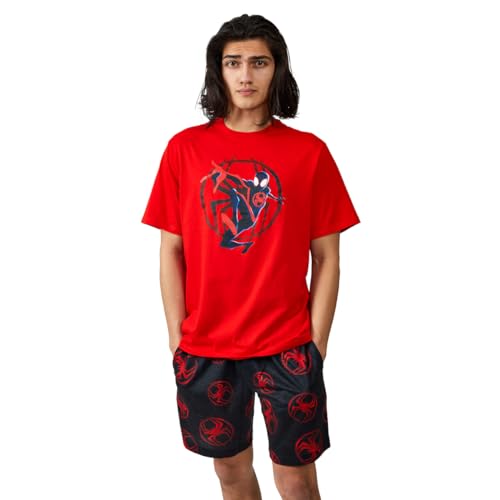 Bioworld Spider-Man Into The Spider-Verse Miles Morales Men's 2-Pair T-shirt & Lounge Shorts Sleep Set2