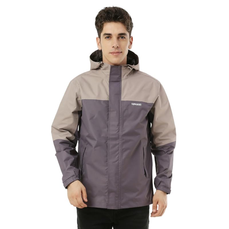 Image of Zeel Raingear Stylish Rain Jacket for Men Waterproof for Bike Riders with Adjustable Hood along with inner pockets,Waterproof Rainwear with Lightweight Polyester Jacket, ZRR002