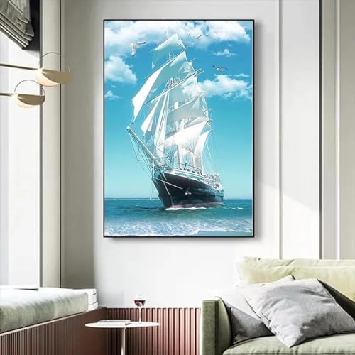 Affiche de paysage marin nordique XINBAO, toile de voilier 60x80cm