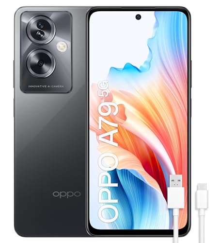 OPPO A79 5G - Smartphone Libre, 4GB+128GB, Pantalla OLED 6.7', Cámara 50+2+8MP, Android, Batería 5000mAh, Carga Rápida 33W - Negro