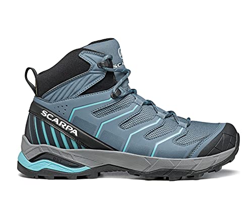 SCARPA Women's Maverick Mid GTX Waterproof Gore-Tex Lightweight Boots for Backpacking and Hiking - Storm Grey/Aqua - 8