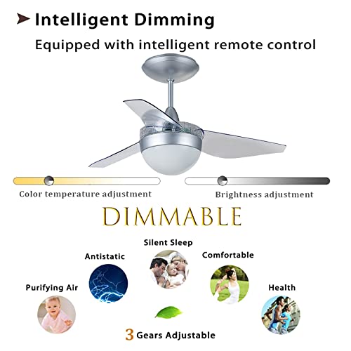 Ventilateur de plafond avec lampe LED dimmable et télécommande 32 pouces - 6