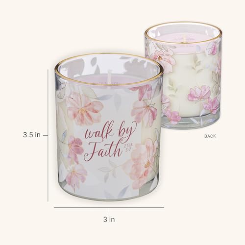 Image of Christian Art Gifts Walk by Faith Scented Candle: Soy Wax, Bible Verse
