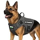 Buraq No Pull Tactical Dog Harness for Large Dogs, Heavy Duty, Adjustable Pet Harness with Handle for Easy Control, Dog Vest for Walking, Training, Hiking (S - Black)
