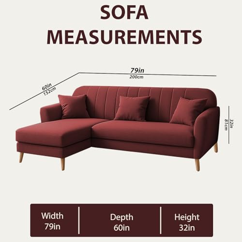Image of Atticus LHS 4 Seater L Shape Sofa Set for Living Room (Maroon Fabric) Premium Fabric Sofa Set