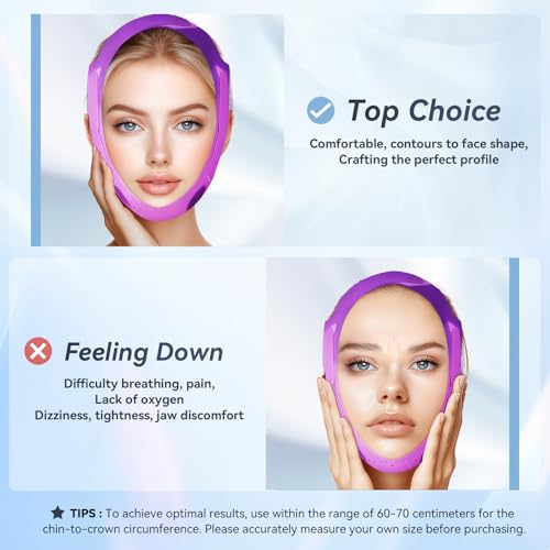 V-Line Face Lifting Mask, Double Chin Reducer Chin Support Strap Face Mask (Purple)