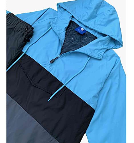 Men’s 2-Piece Quarter Zip Pullover Windbreaker Tracksuit Jogger Sports Mesh lined Outfit2