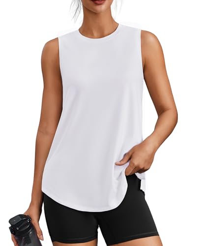 Image of PINSPARK Workout Tank Tops for Women UPF 50+ Side Slits Athletic Gym Shirt